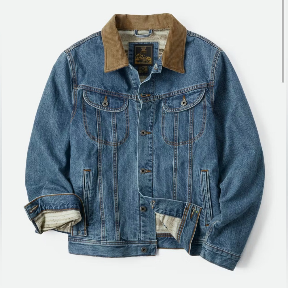 FLINT & TINDER Flannel-Lined Denim Trucker Jacket